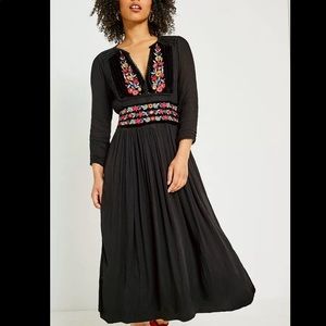 Free People Flora Embroidered Midi Dress